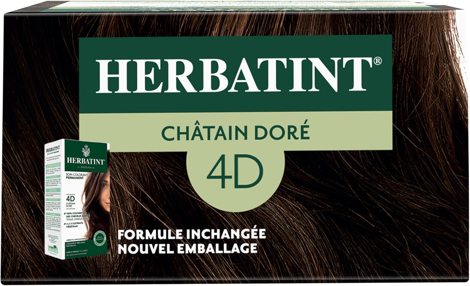 Herbatint - Coloration 4D châtain doré - 170ml - sans ammoniaque, 100% couvrance, extraits bio