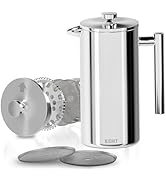 KICHLY Cafetière à Piston En Acier Inoxydable - Machine à Expresso et à thé Avec Triple Filtres -...