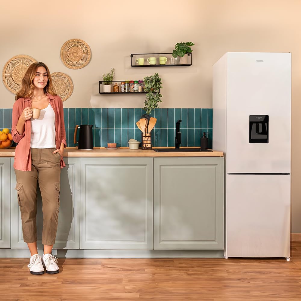 Cecotec - Bolero CoolMarket Combi 250 - Combiné 250L, No Frost, distributeur d'eau, LED, porte réversible, D. Inverter P