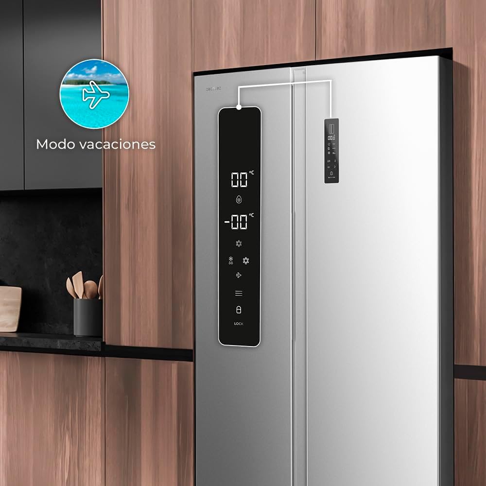 Cecotec - Bolero CoolMarket série - 562L inox, Total No Frost, Inverter Plus, Multi AirFlow, SBS 562