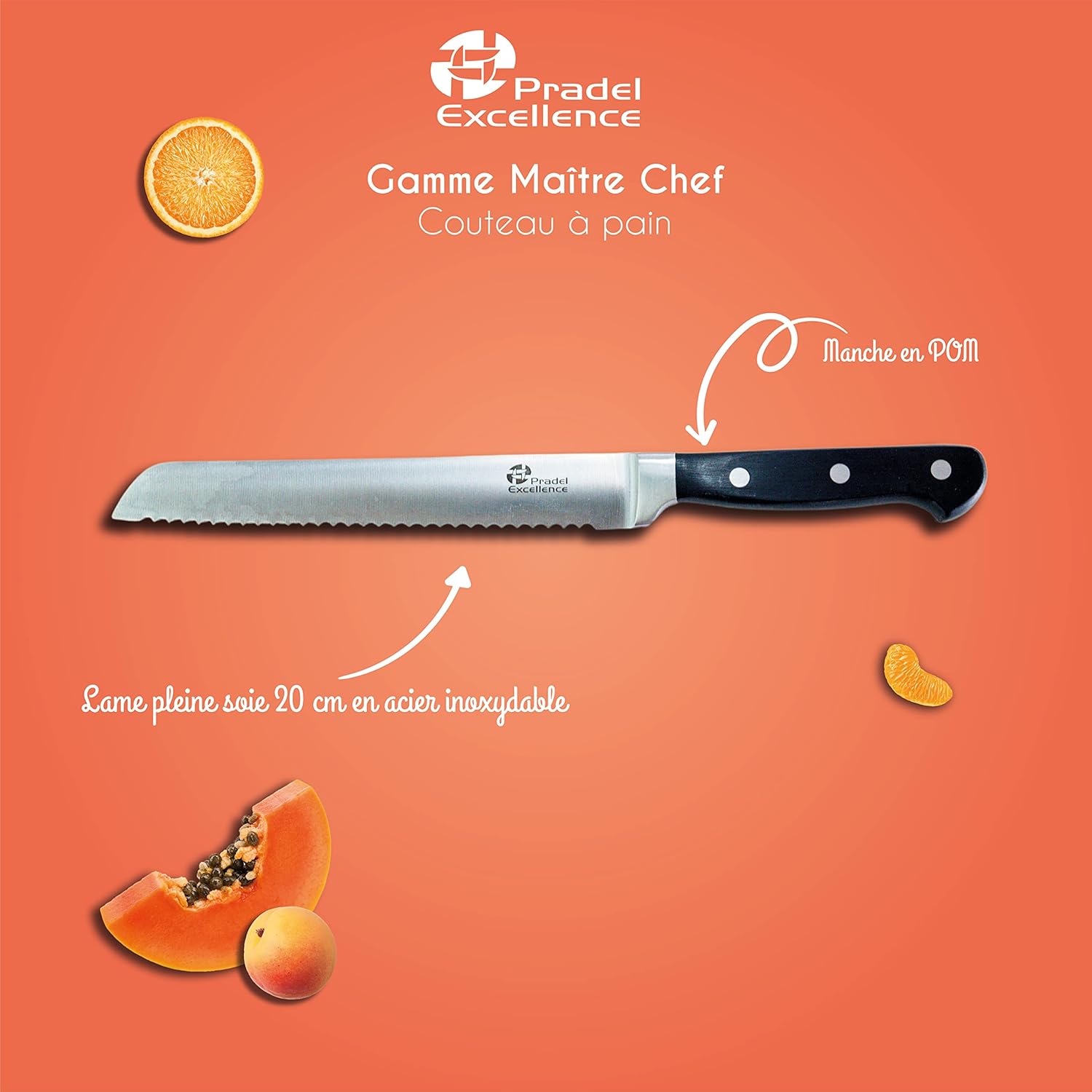 Pradel - Excellence Maitre Chef - 20 cm - lame inox, manche POM, 33 cm total