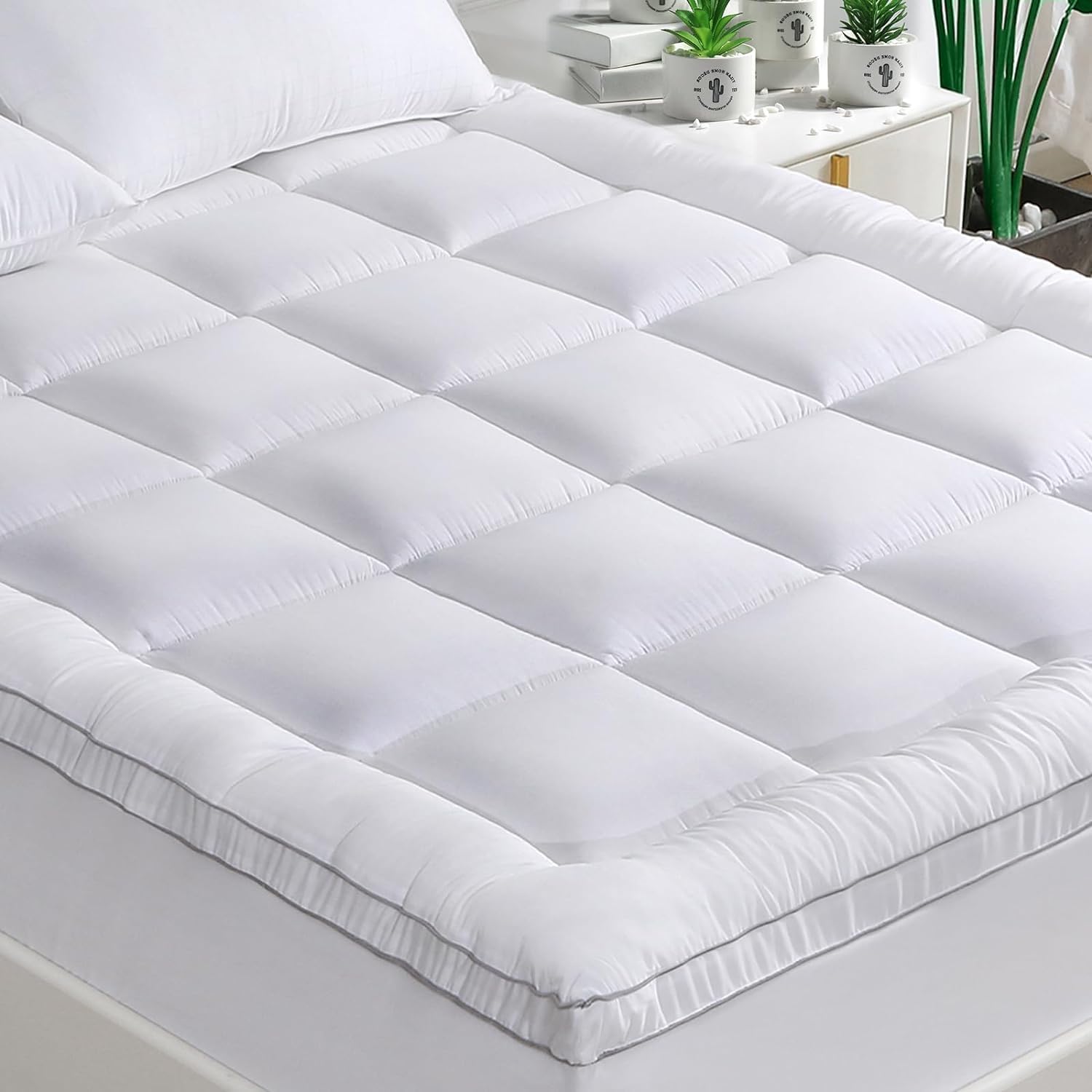 GRT - surmatelas épais 90x190cm, bambou ultra-doux, 6cm, respirant