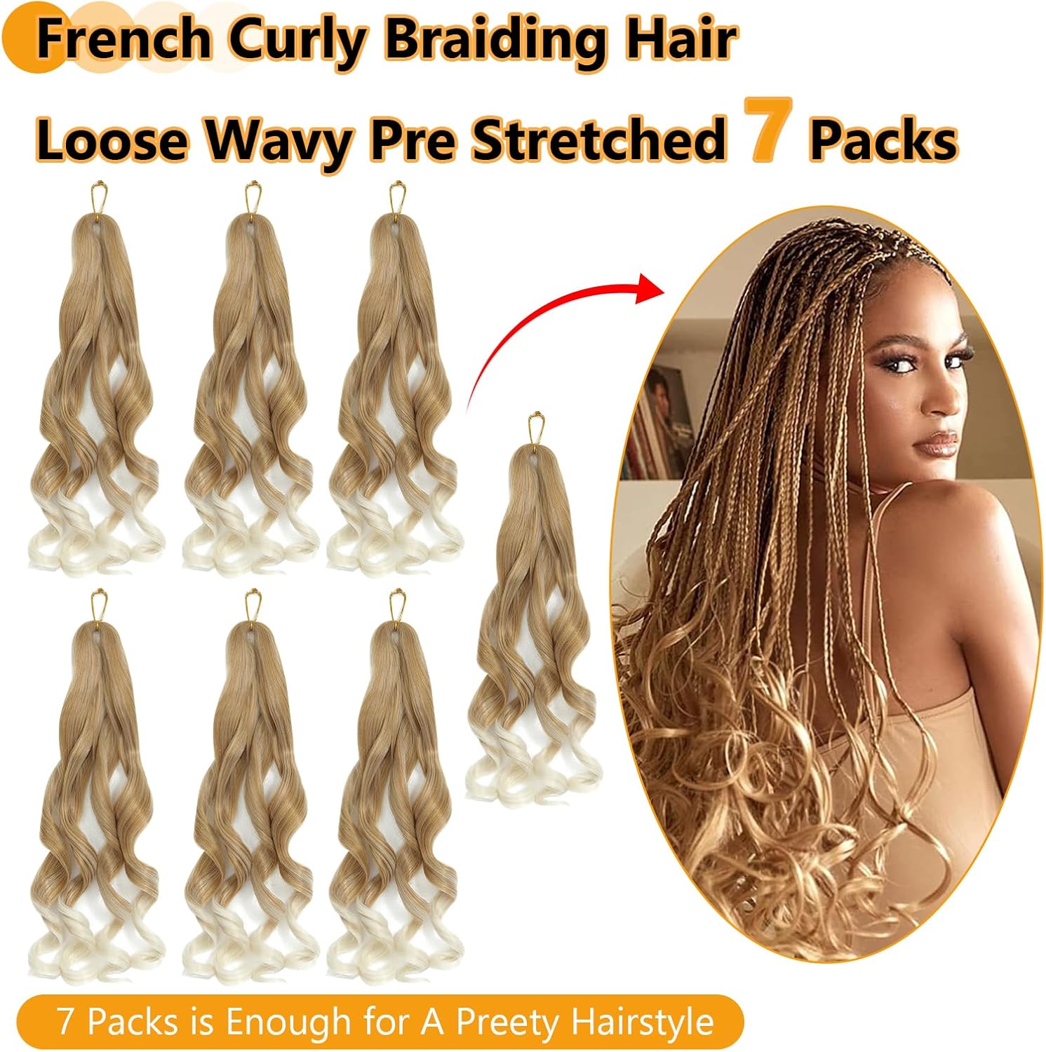 Meches Boucle - French Curl 56cm - 7 Paquets Cheveux Bouclés 27/613