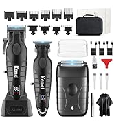 KEMEI Tondeuse à cheveux professionnelle sans fil, tondeuse de barbier complète avec lame T, kit ...