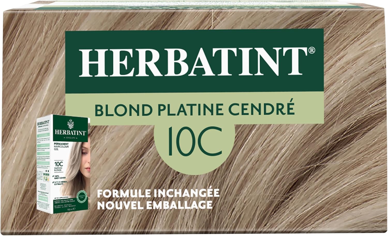 Herbatint - Coloration 10C - 170ml - sans ammoniaque, couverture cheveux blancs