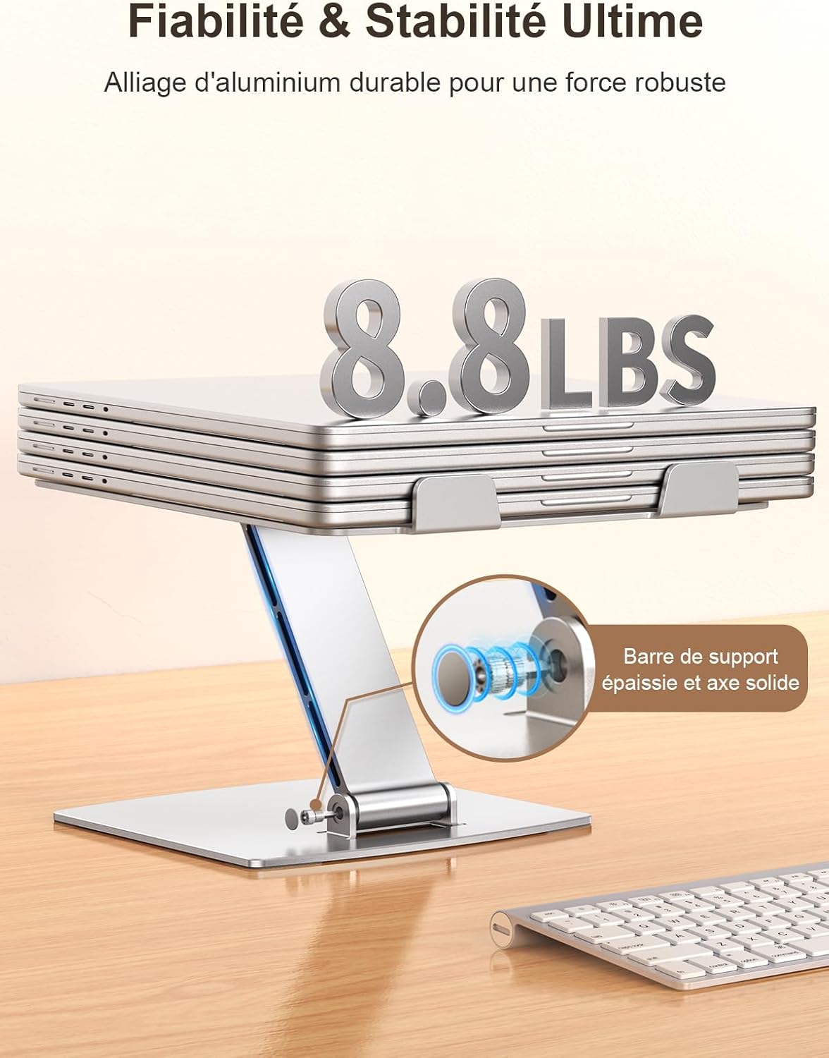 Support ordinateur portable - aluminium réglable - 10-16