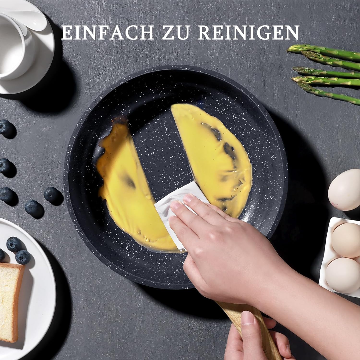 GiPP - poêle à frire granite - 24cm - antiadhésive, induction, sans PFAS/PFOA