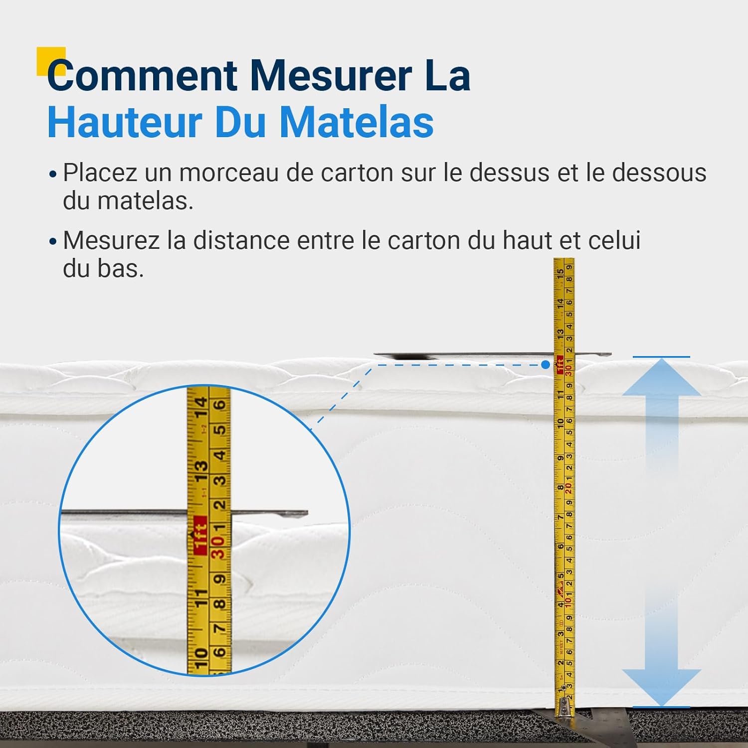 Avenco - Matelas double série confort - 160x190 cm - Ressorts ensachés, mousse double, isolation mouvements, CertiPUR-US