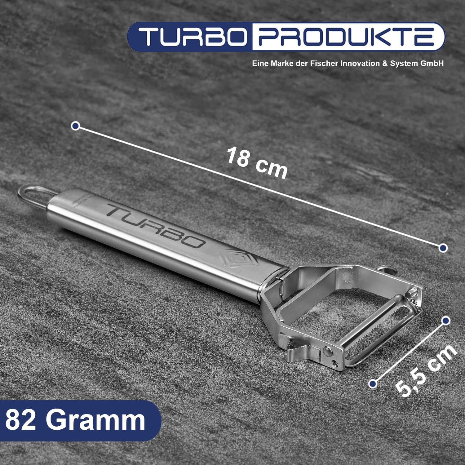 TURBO PRODUKTE - Éplucheur 3 en 1 inox, lame pendulaire, rose, droitier/gaucher