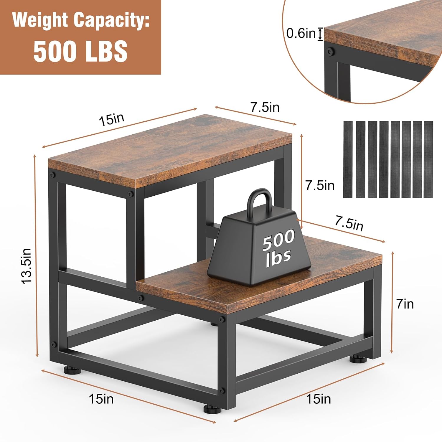 LIANTRAL - marchepied adulte/enfant 2 niveaux, acier/bois, charge 200kg