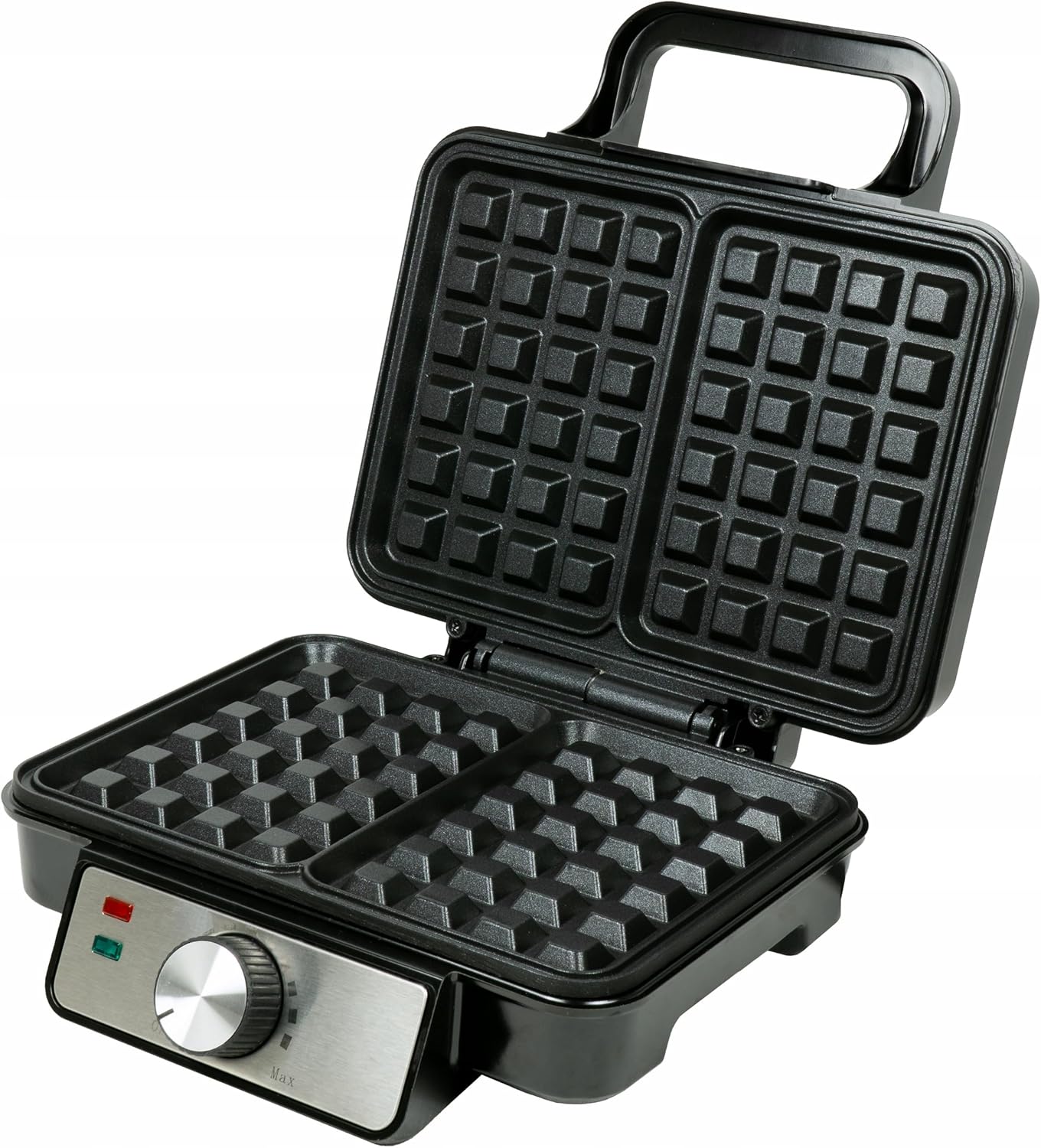 Gaufrier - 1200W, 2 plaques, temp. réglable, compact, poignée froide