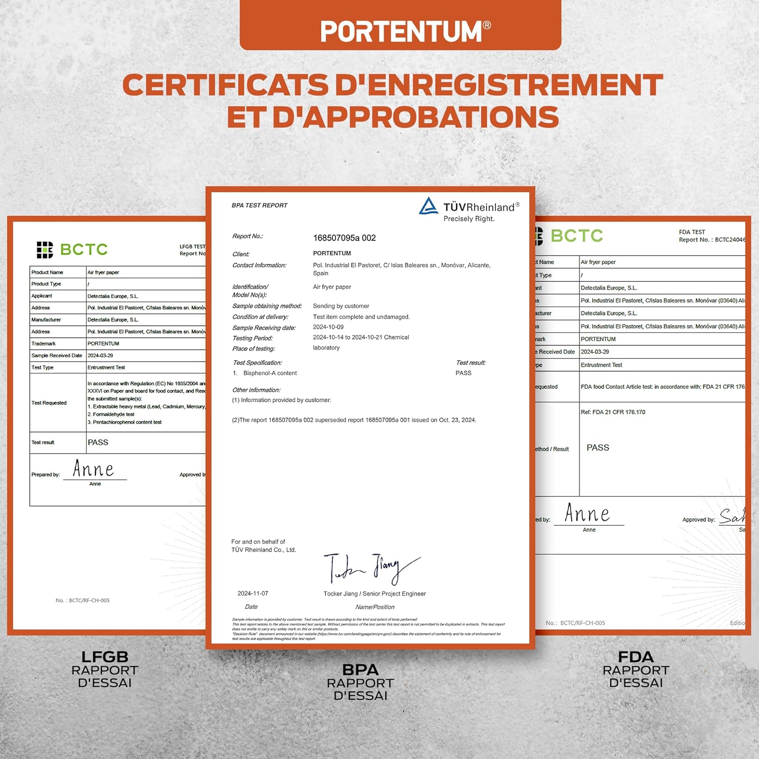 PORTENTUM - papier cuisson air fryer - 20x24cm - 100 pièces sans BPA