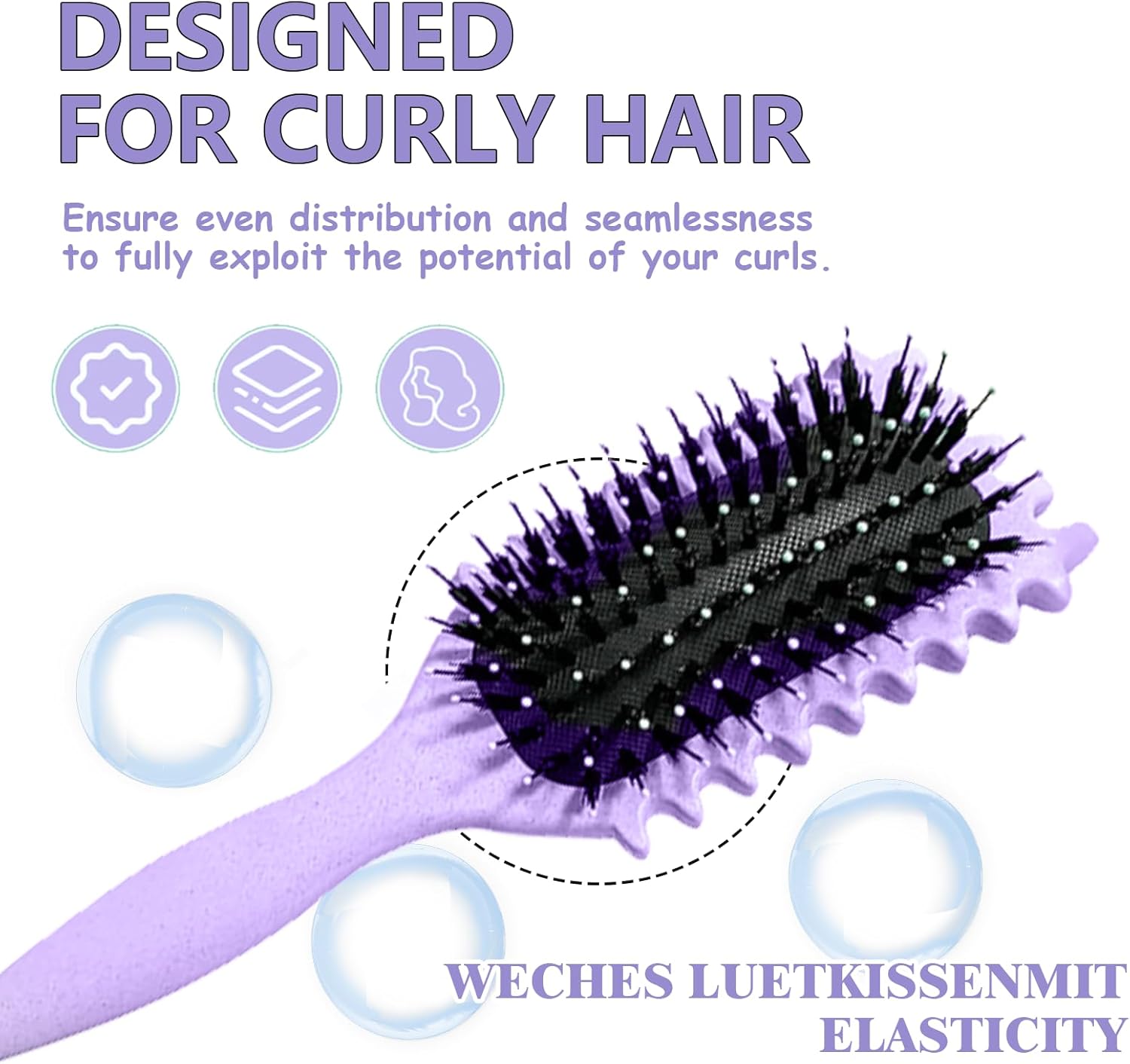 Brosse à boucler - Violet - 24cm - fixation et définition boucles