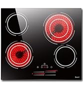 Plaque de cuisson vitrocéramique 4 feux 60 cm 6600 W Disaenvir, plan de cuisson électrique 4 plaques inca...