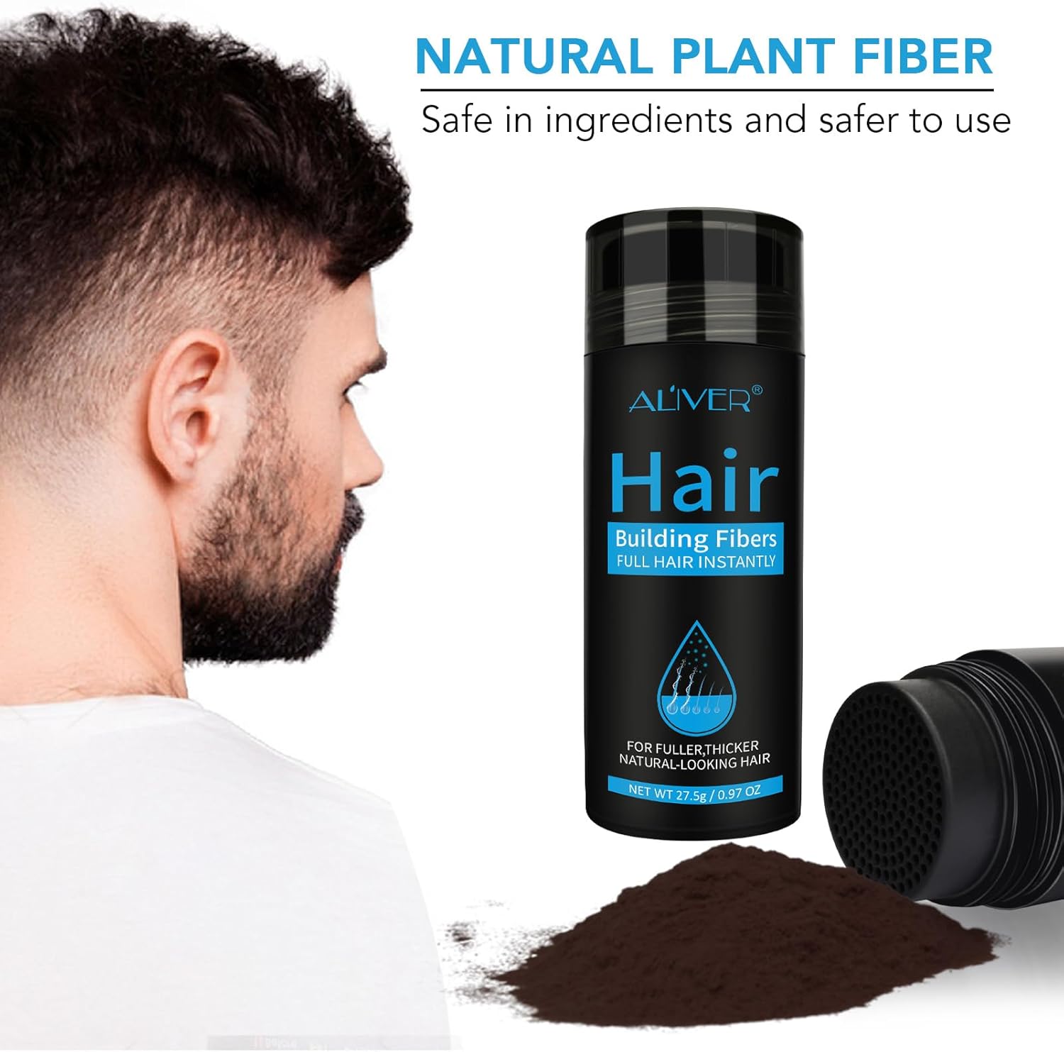 Fibres capillaires - spray applicateur -  poudre pro - brun moyen, correcteur perte cheveux