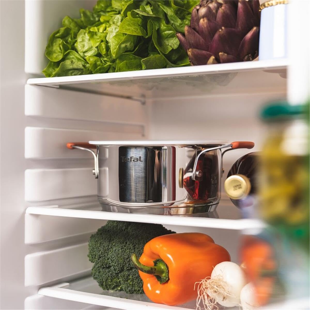 Tefal - Opti'Space gamme inox - 18/20/24 cm - 3 faitouts induction empilables, couvercles verre, G720S674