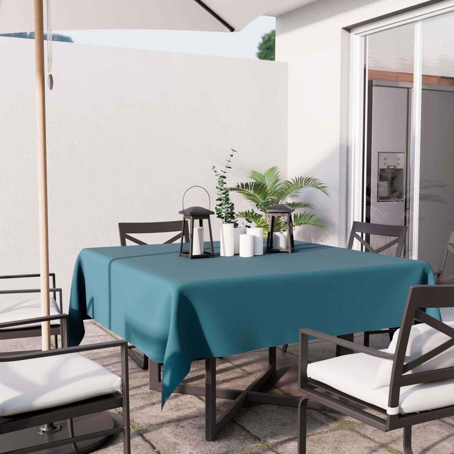 Soleil d'Ocre - Nappe carrée anti-tâches - 180x180 cm - polyester bleu céladon