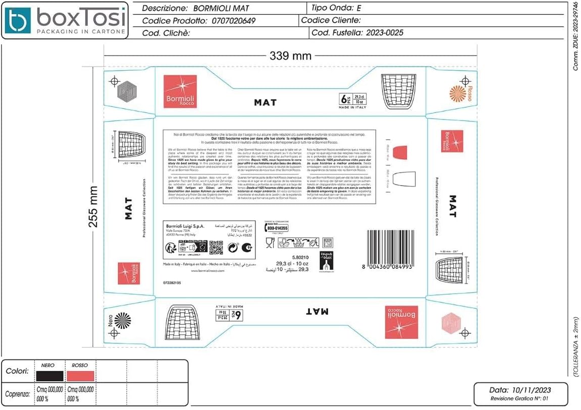 Bormioli Rocco - Lot de 6 verres à eau - 29,5cl - transparents