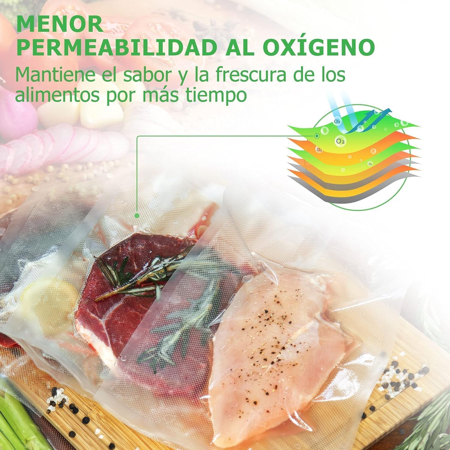 KitchenBoss - rouleaux sous vide série alimentaire - 28x300cm - lot de 6, compatibles cuisson