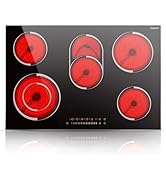 Jessier Plaque vitrocéramique 5 plaques encastrables 8400 W 5 plaques ovales avec double anneau