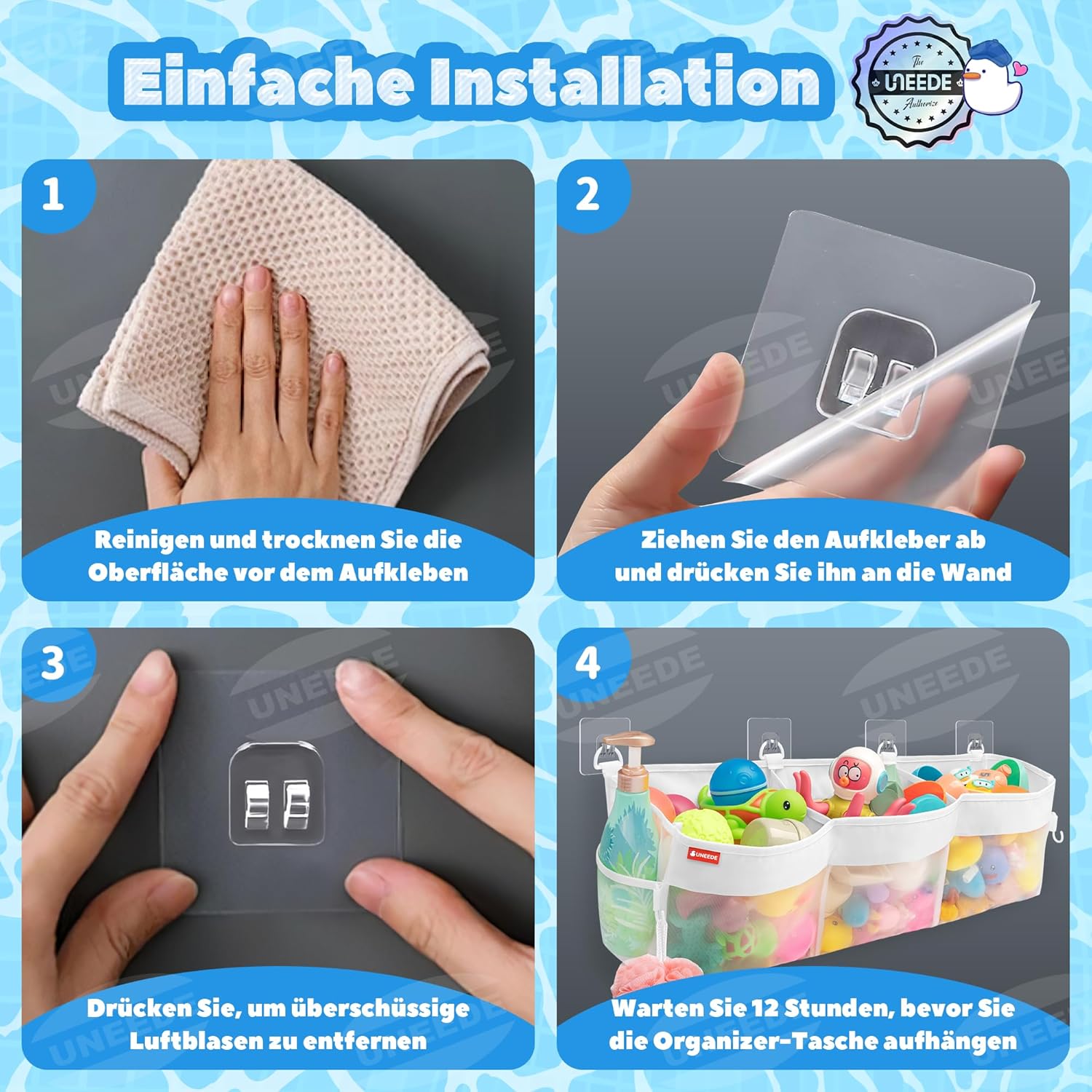 Rangement pour jouets de bain - 3 compartiments - sac organisateur en maille, pour baignoire