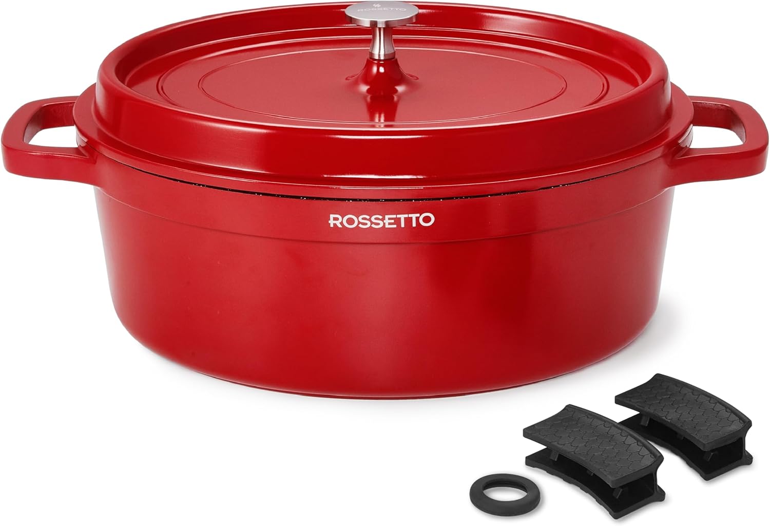 ROSSETTO - Cocotte Ovale série 10,6L - 38CM - fonte d'aluminium, céramique, induction et four, Rouge