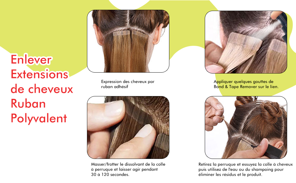 dissolvant bande adhesive extension cheveux
