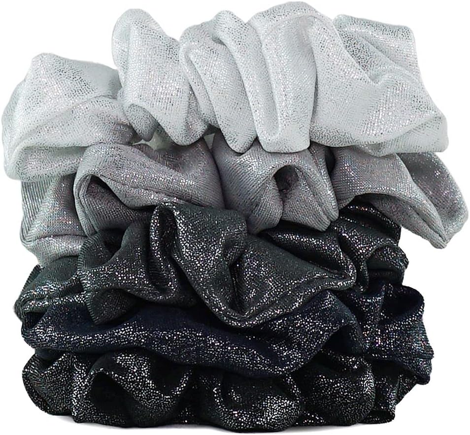 Kitsch - lot de 5 chouchous métalliques - gris/noir/gris - accessoires cheveux élégants