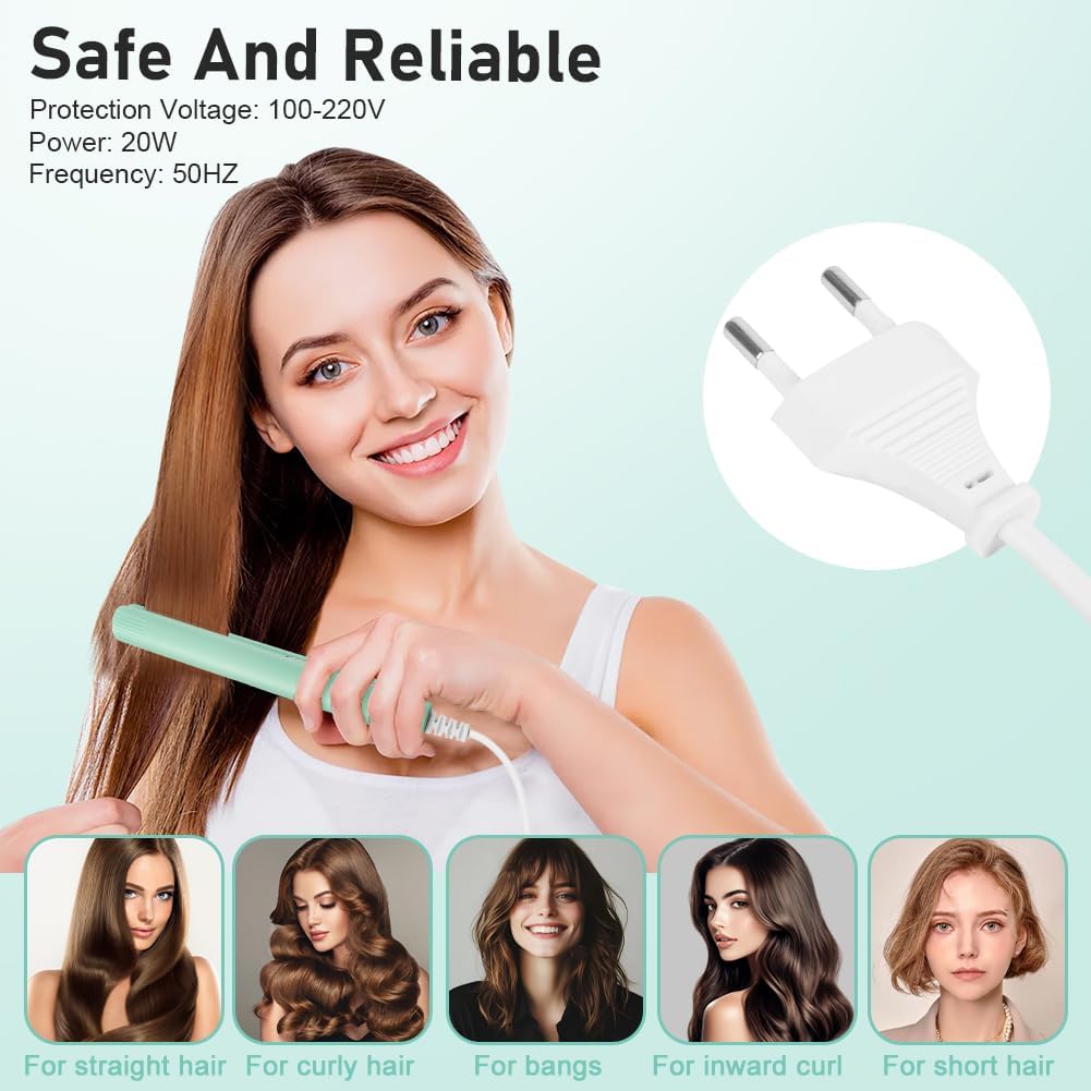 LOPHE - Mini fer à lisser 2 en 1 - compact, chauffe rapide 10s, 110-220V