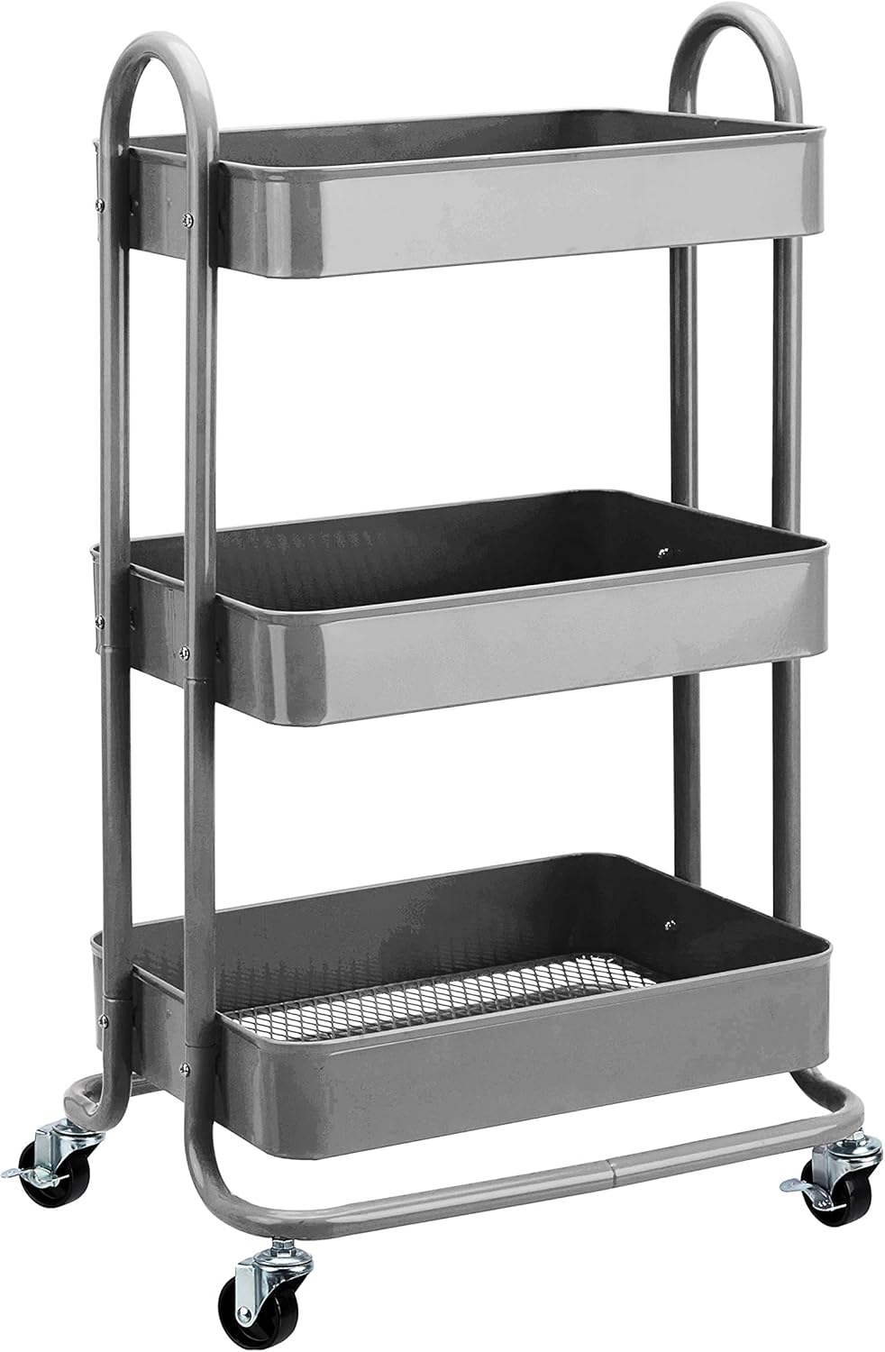 m-dealz Basics - Chariot 3 niveaux - 43x23x86 cm - Roulettes, gris anthracite