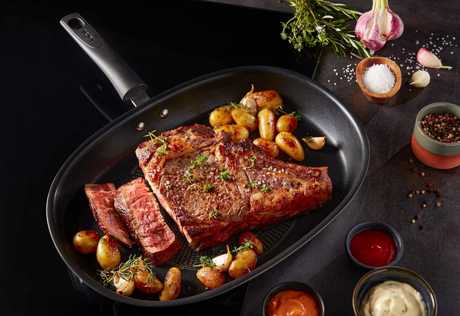 Tefal - Poêle à poisson série classique - 36 cm - Revêtement antiadhésif, noir et argent