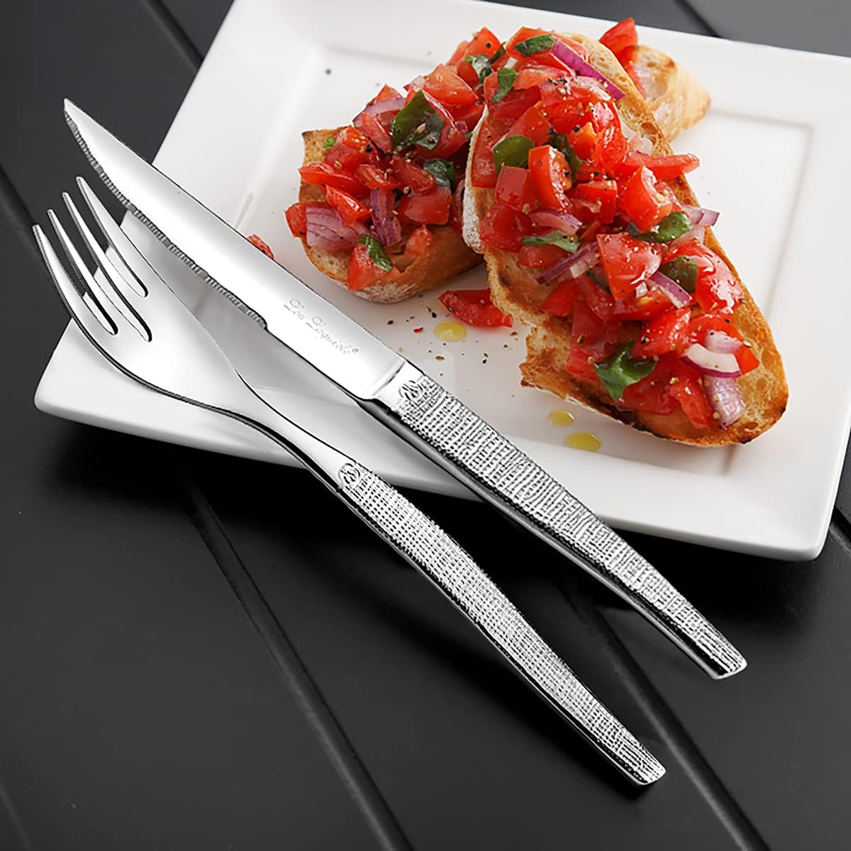 Lou Laguiole - Jet - 50 pièces, 12 pers, acier inox, finition textil