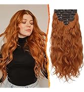 BARSDAR Clip in Extension de Cheveux, 50CM Longue Ondulée Cuivré Extension de Cheveux Clip in 6PC...