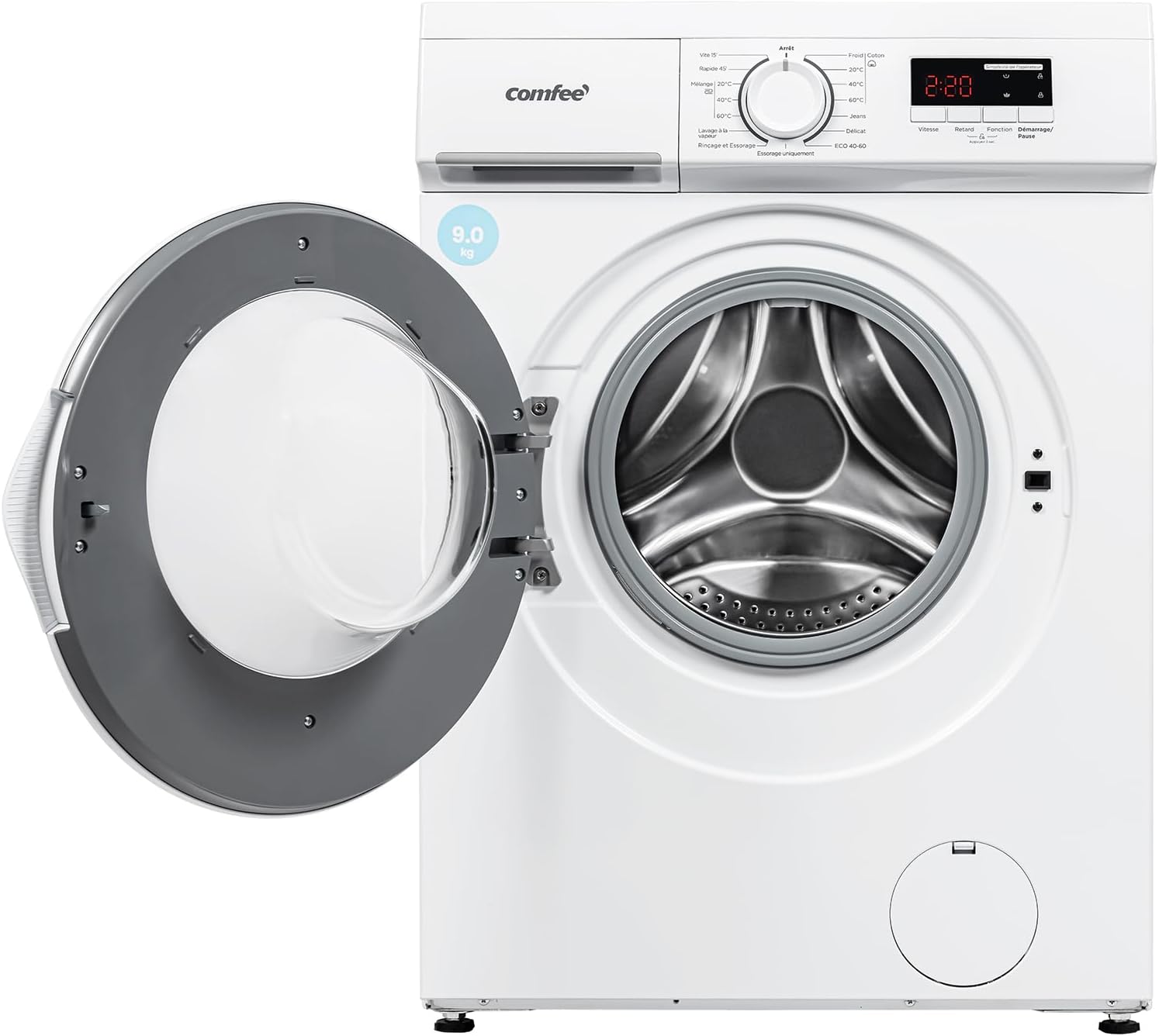 COMFEE' - Lave-linge frontal 8kg, classe A, moteur BLDC, 15 programmes, CFE12EW80/W-FR