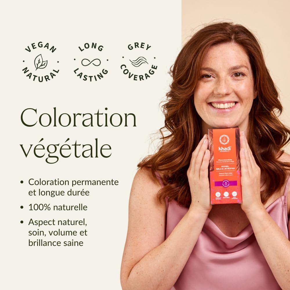 khadi - Henné Amla Jatropha - 100g - coloration rouge intense, végétale