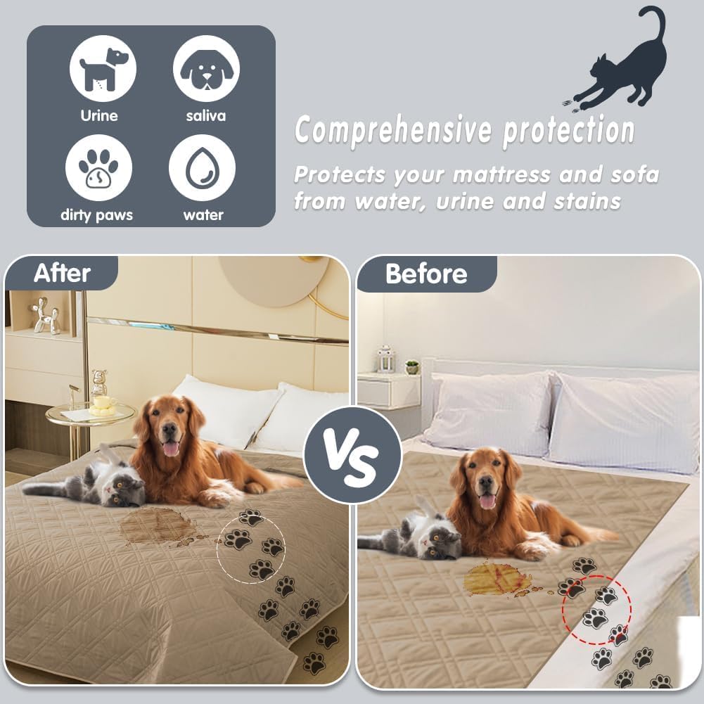 DUJUIKE - housse canapé imperméable, antidérapante, 76-180 cm, Brun DUJUIKE