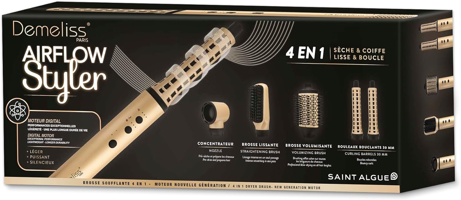 Saint Algue - Airflow Styler - brosse 4en1 compacte, puissante, 3 températures, tous cheveux
