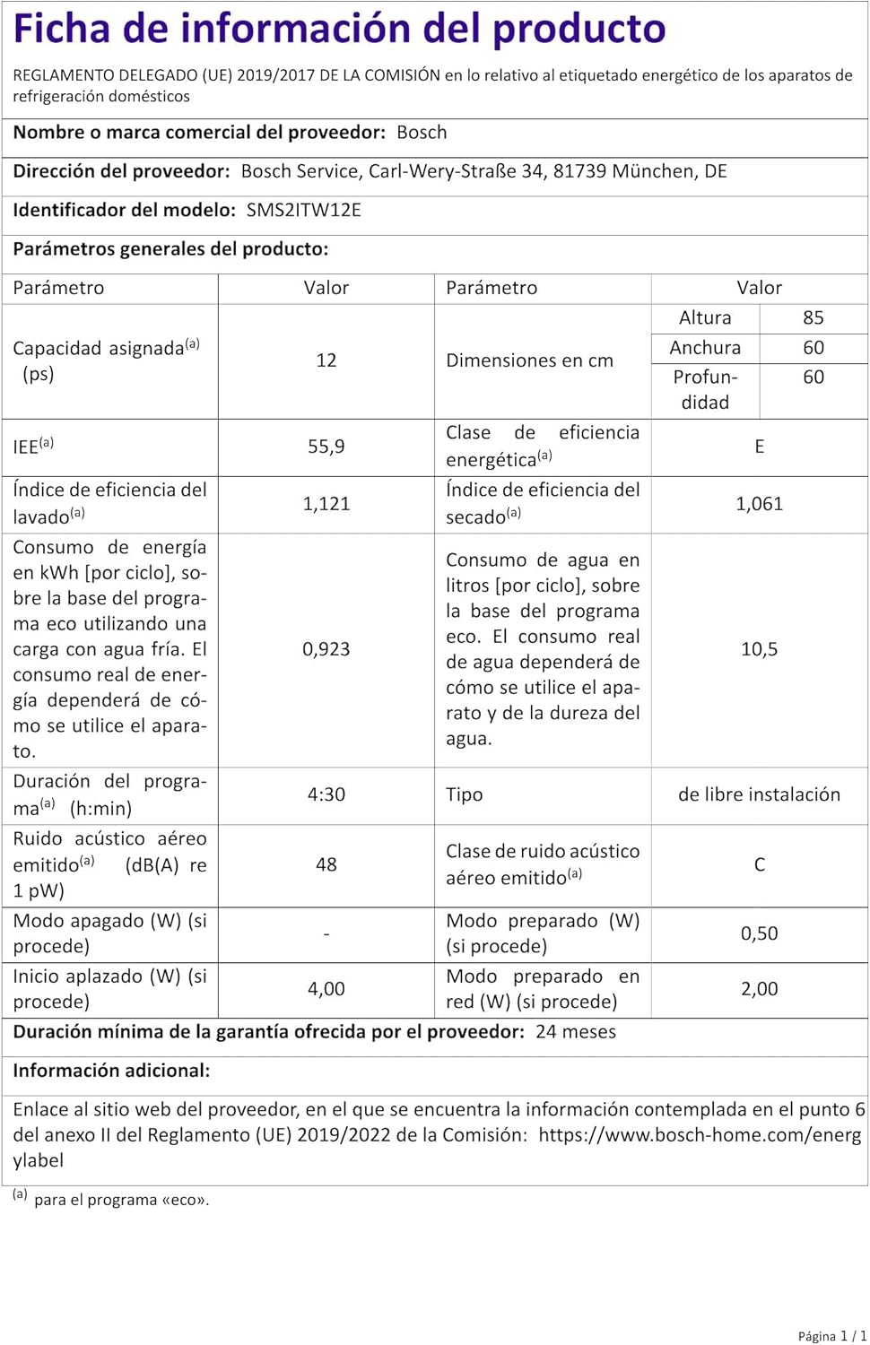 Bosch - Série 2 lave-vaisselle - 60cm - 12 couverts, Home Connect, EcoSilence, Blanc - SMS2ITW12E