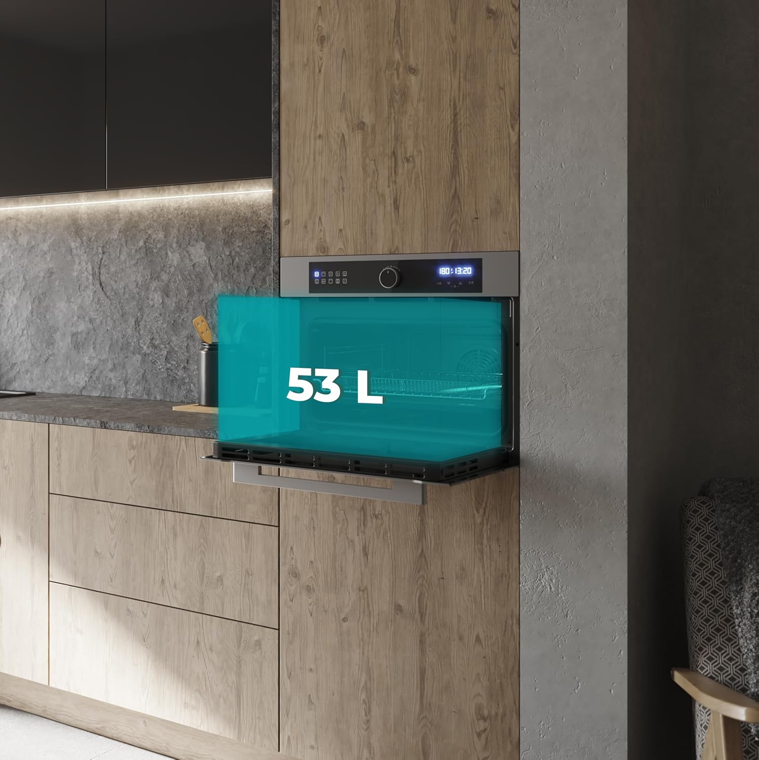 Cecotec - Four encastrable Bolero Hexa - 53L, 2900W, 11 fonctions, Airfryer, pizza, vapeur, 3D - AF314500