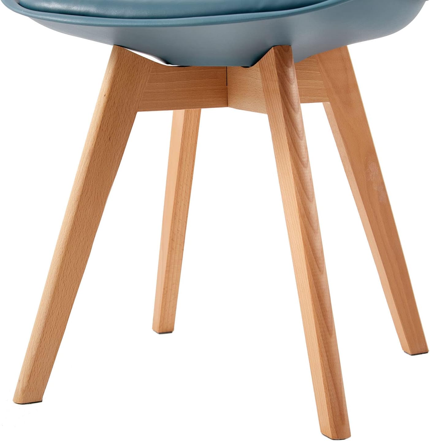 EGGREE - lot de 4 chaises scandinaves - bois hêtre, rembourrées, bleu foncé