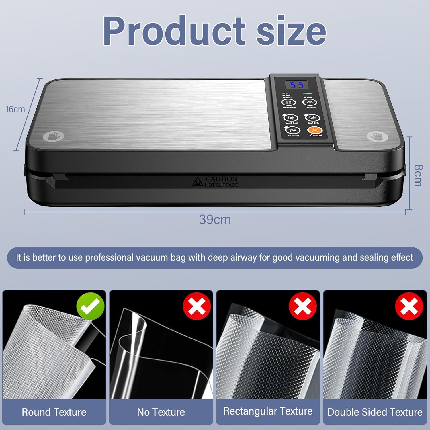 Machine sous vide alimentaire - 8-en-1, coupeur intégré - 80KPA, 10 sacs, argenté