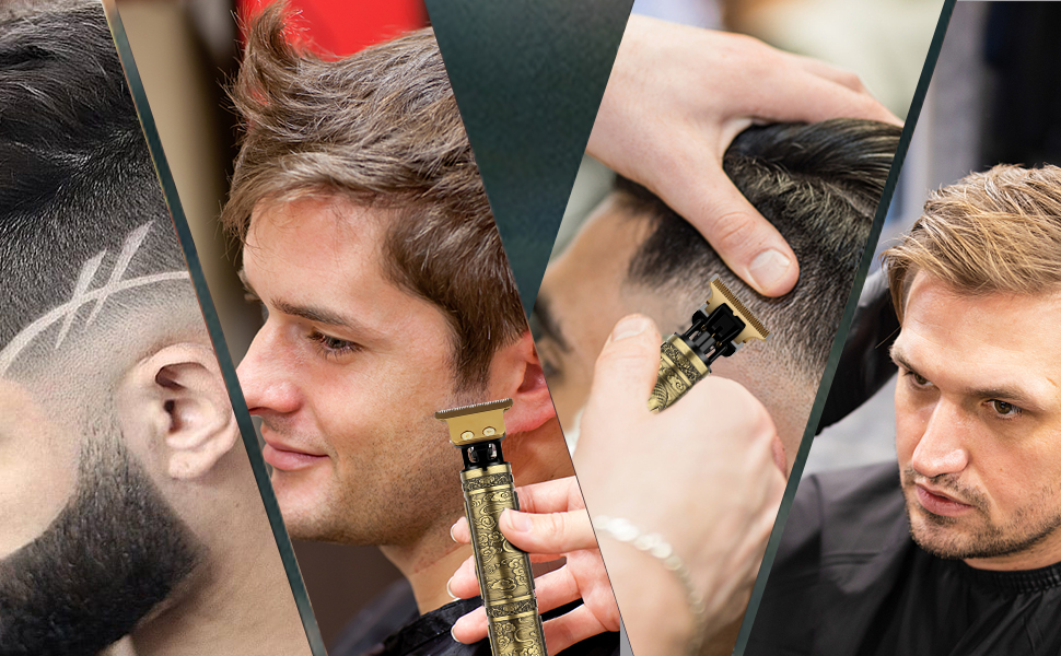 utilisée pendant les coupes de cheveux, dotée d'un appareil métallique doré utilisé pour un coiffage et une coupe détaillés