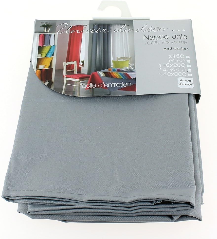 Nappe rectangle - polyester uni gris - 140x250 cm - essentiel