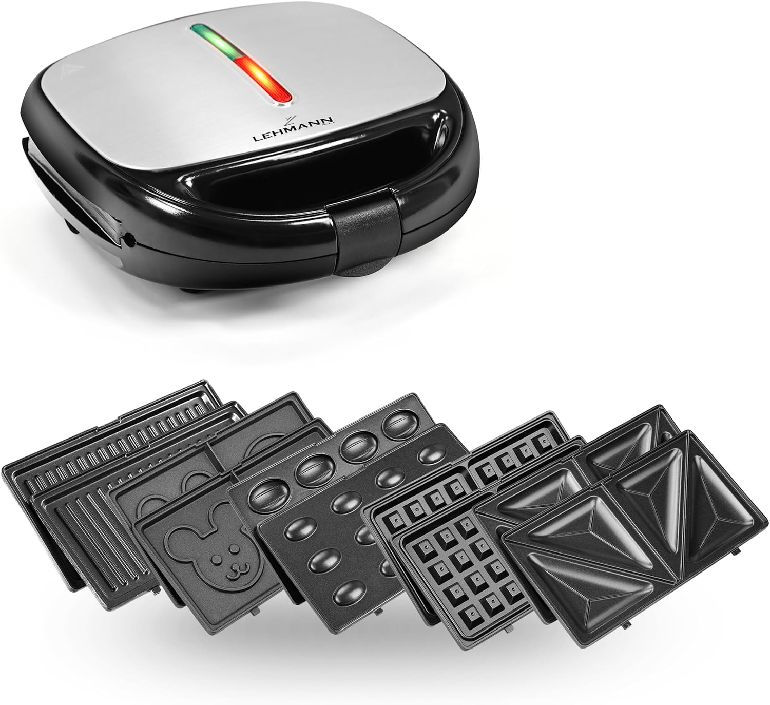 Lehmann - Sandwichmaker 5 en 1 - 800W - plaques interchangeables, multiservices