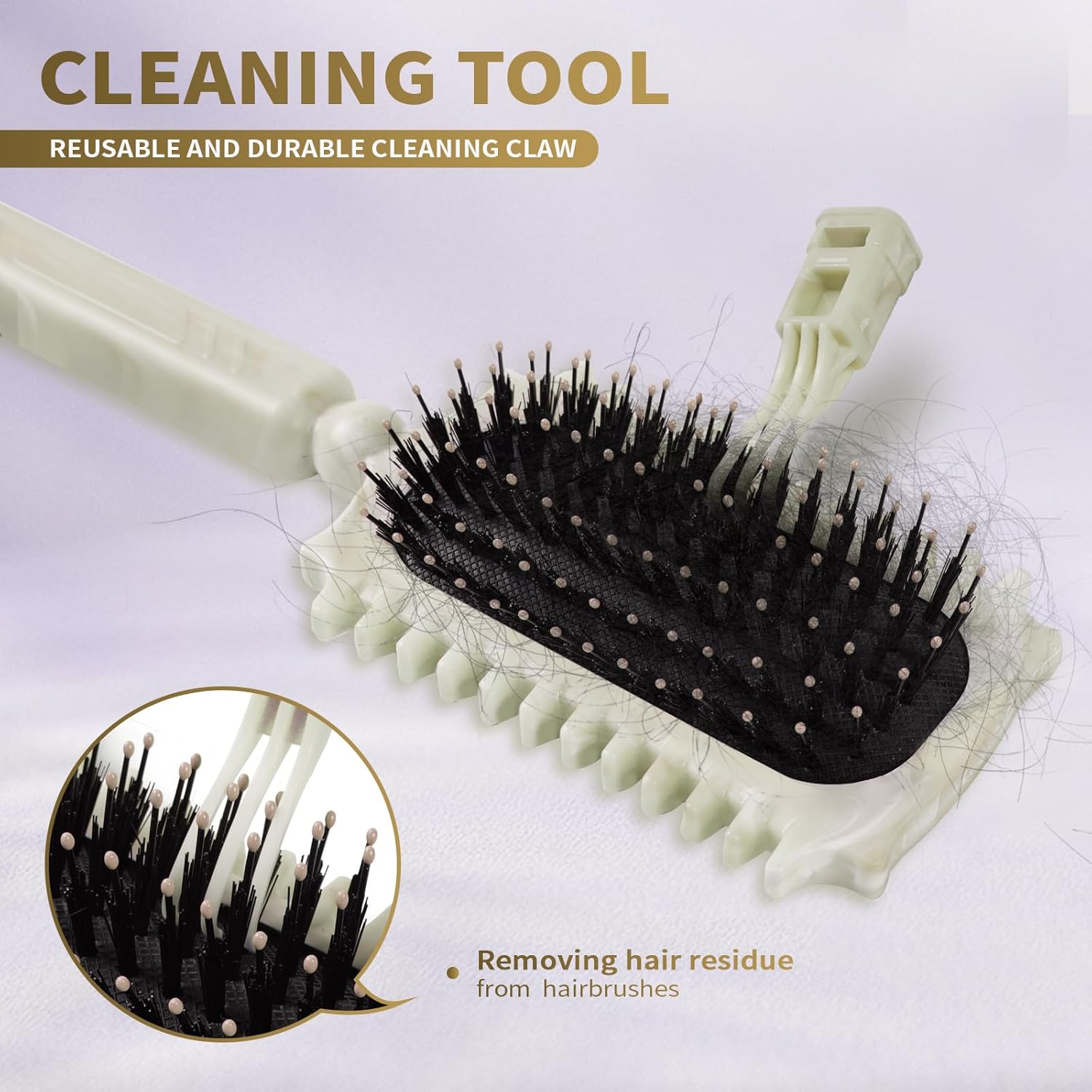 Brosse coiffante - brosse à boucler cheveux - beige - réduit frisottis, fixe boucles, nettoyage à griffes