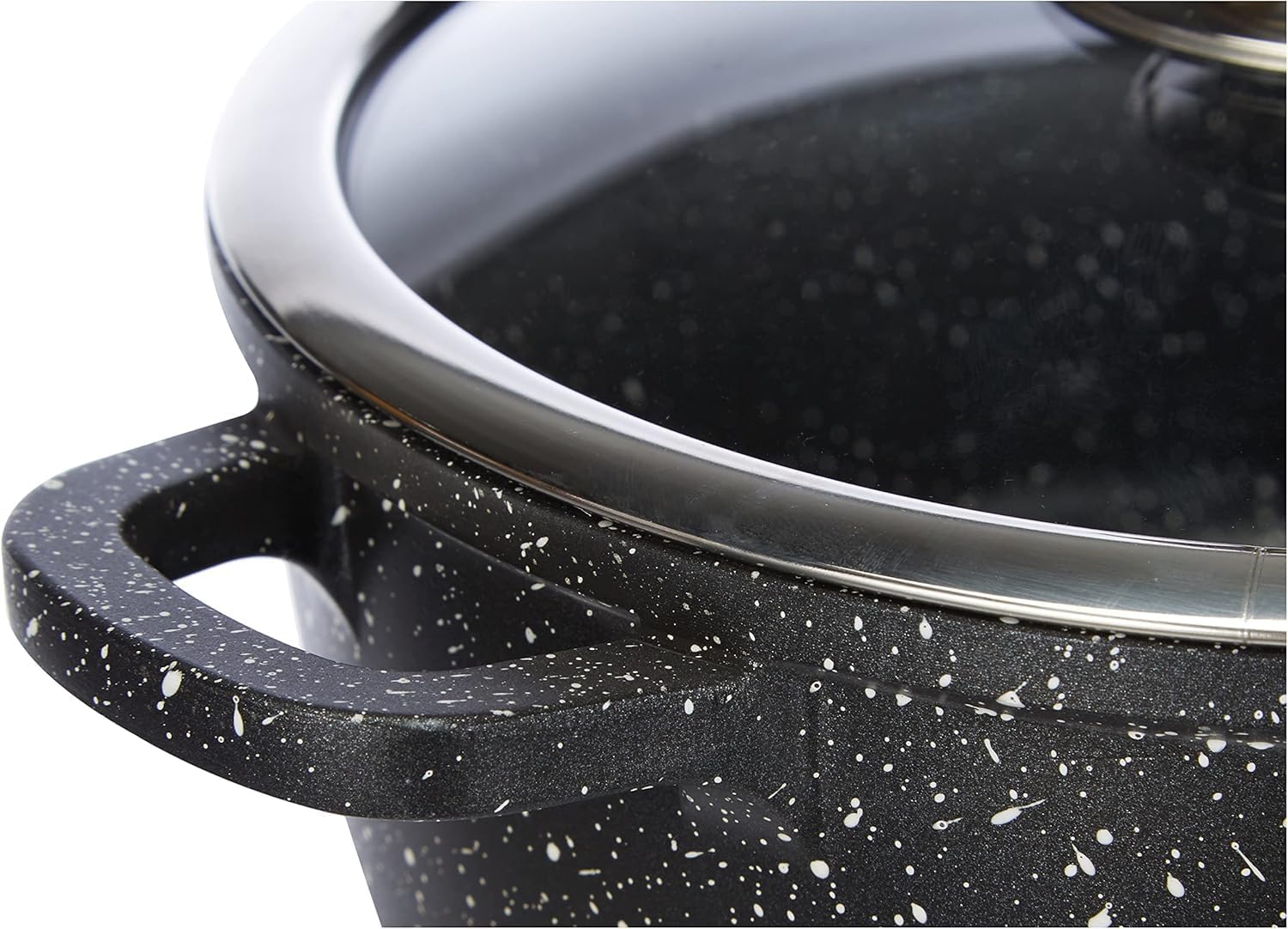 Kamberg - Marmite fonte aluminium 28 cm, revêtement pierre, induction, couvercle verre, 0008033