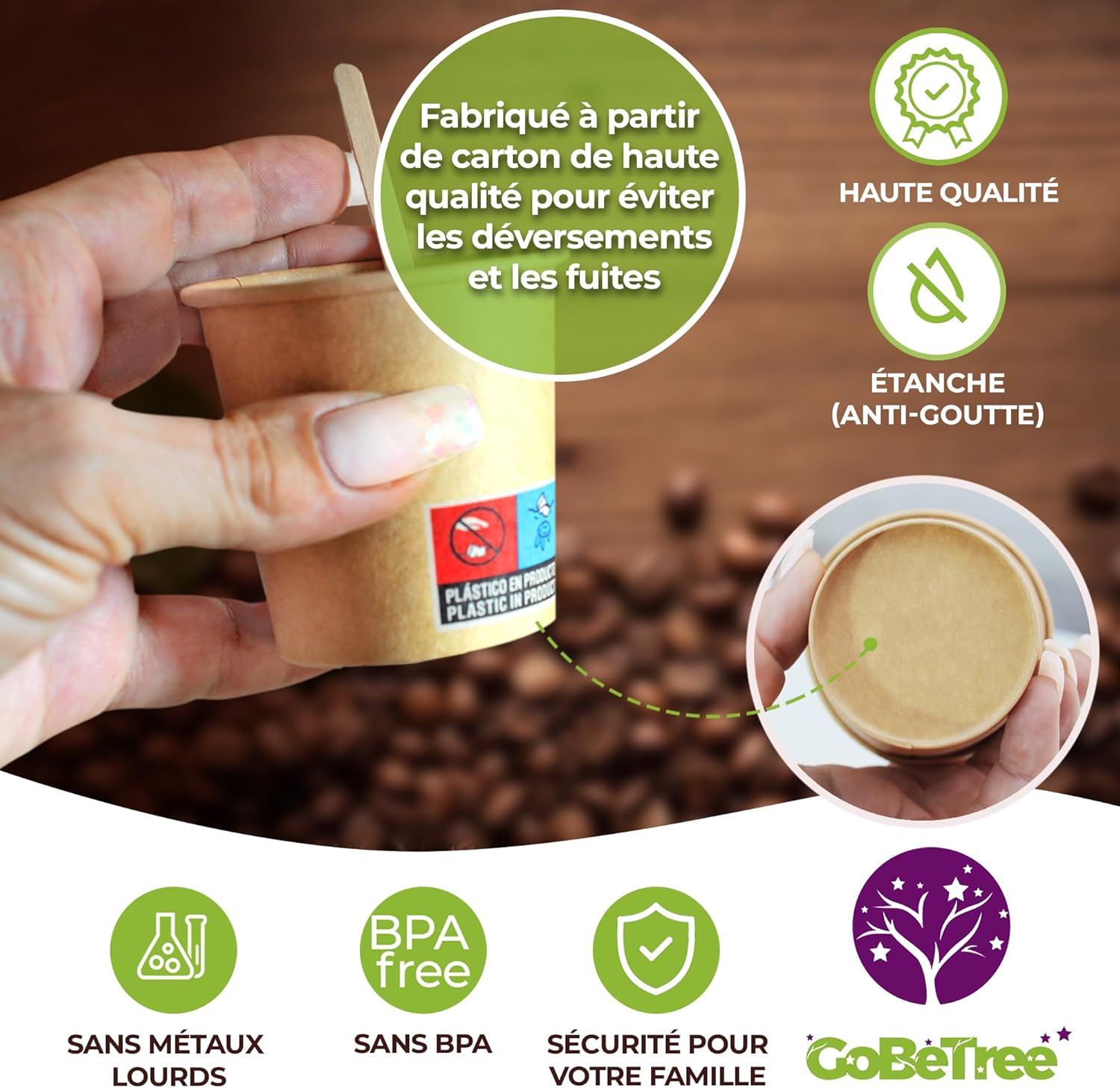 Gobelets en papier - 100 pièces - 120ml - kraft, jetables, chaud/froid