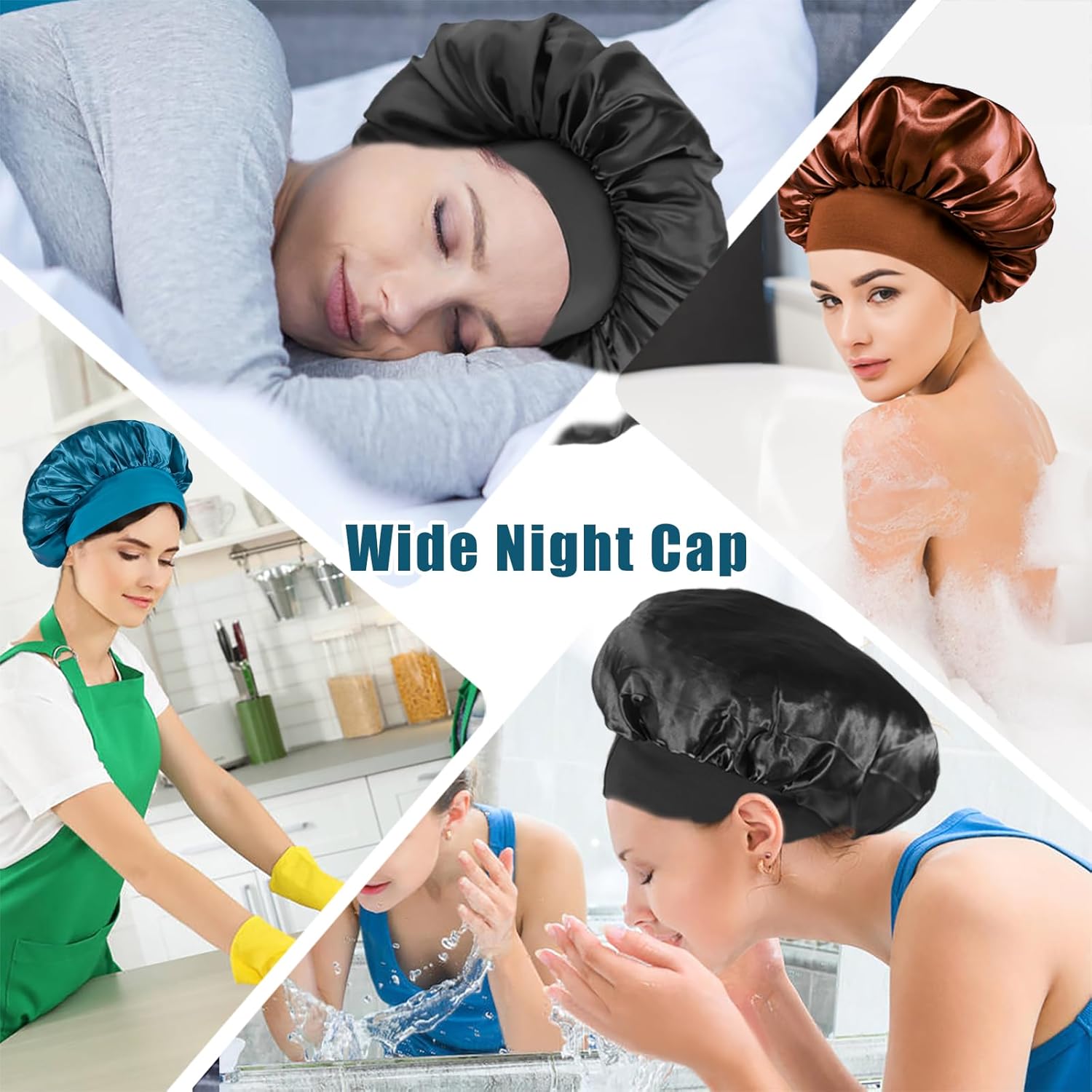 Bonnet cheveux - satin nuit, élastique, soin capillaire, confort