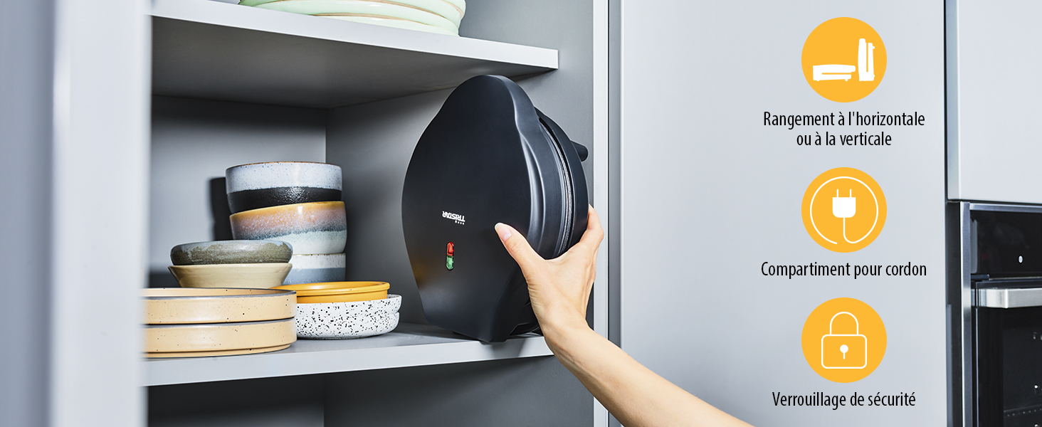 Rangement facile du four à cornets de glace Tristar WF-1170