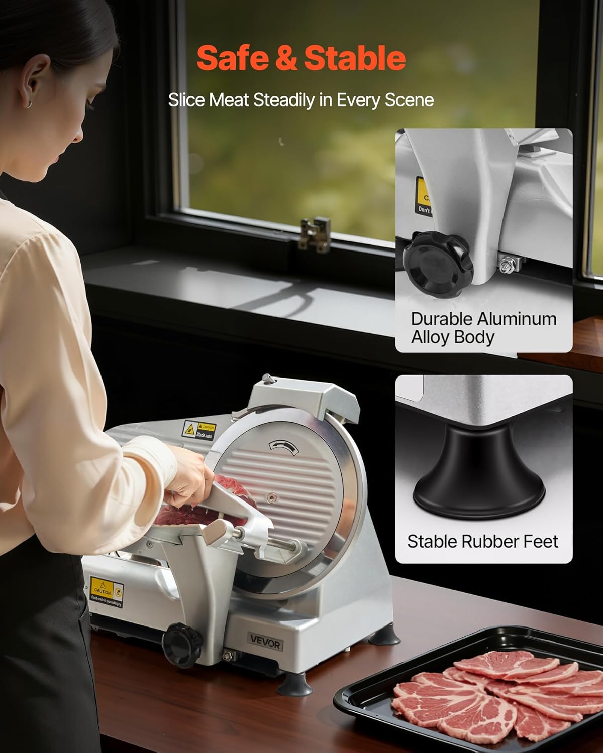 VEVOR - trancheuse électrique 320W, lame 250mm, coupe 0-10mm